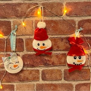 Set of 3 Cute snowmen Christmas ornaments